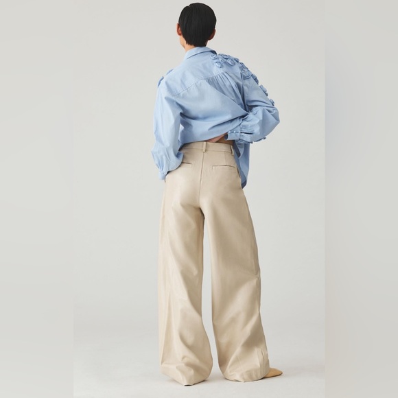 ANTHROPOLOGIE Hutch Faux Leather Wide-Leg Pants Pearl Cream New With Tags - Picture 2 of 14